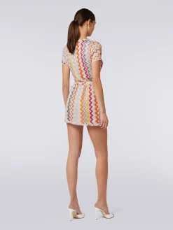 Minigonna a portafoglio zig zag con lurex