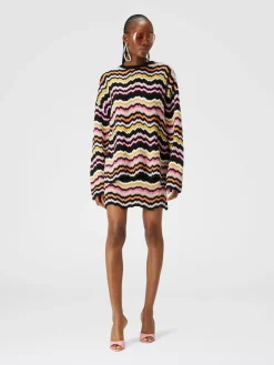 Minigonna con motivo greca zig zag