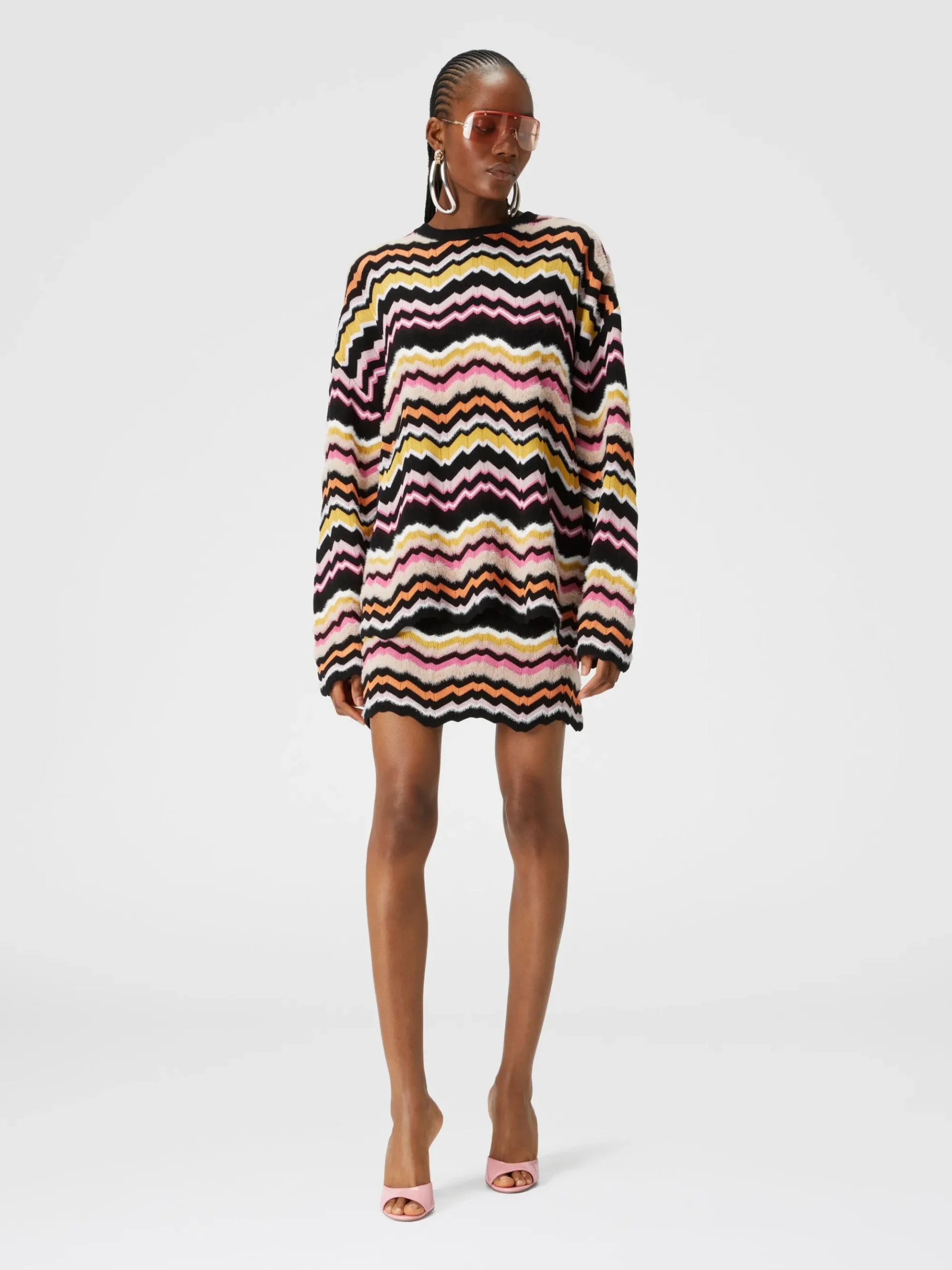 Minigonna con motivo greca zig zag