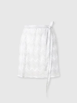 Minigonna copricostume a portafoglio in viscosa zig zag lamé