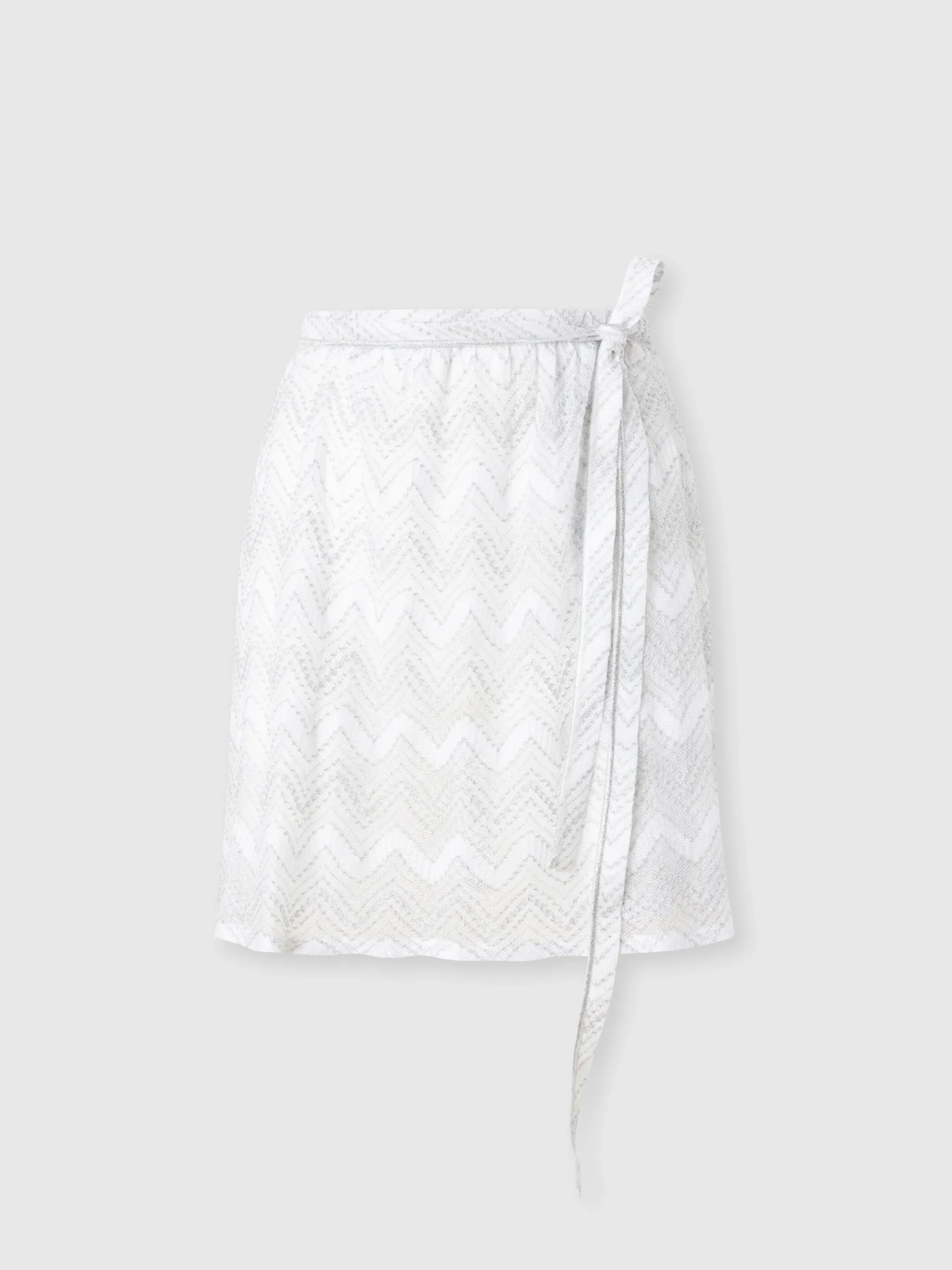 Minigonna copricostume a portafoglio in viscosa zig zag lamé