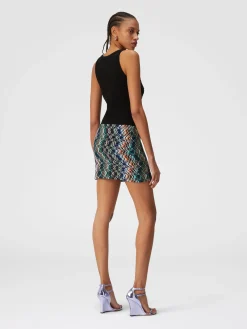 Minigonna in lana e cotone zig zag