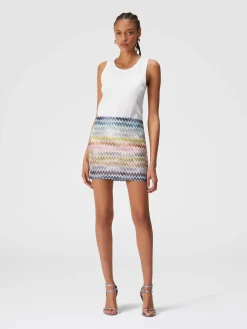 Minigonna in misto viscosa zig zag lamé
