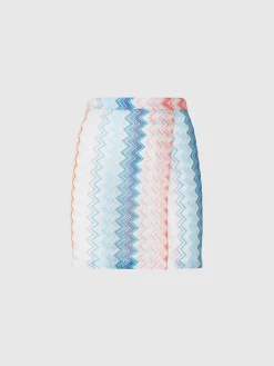 Minigonna pareo in misto viscosa zig zag lamé