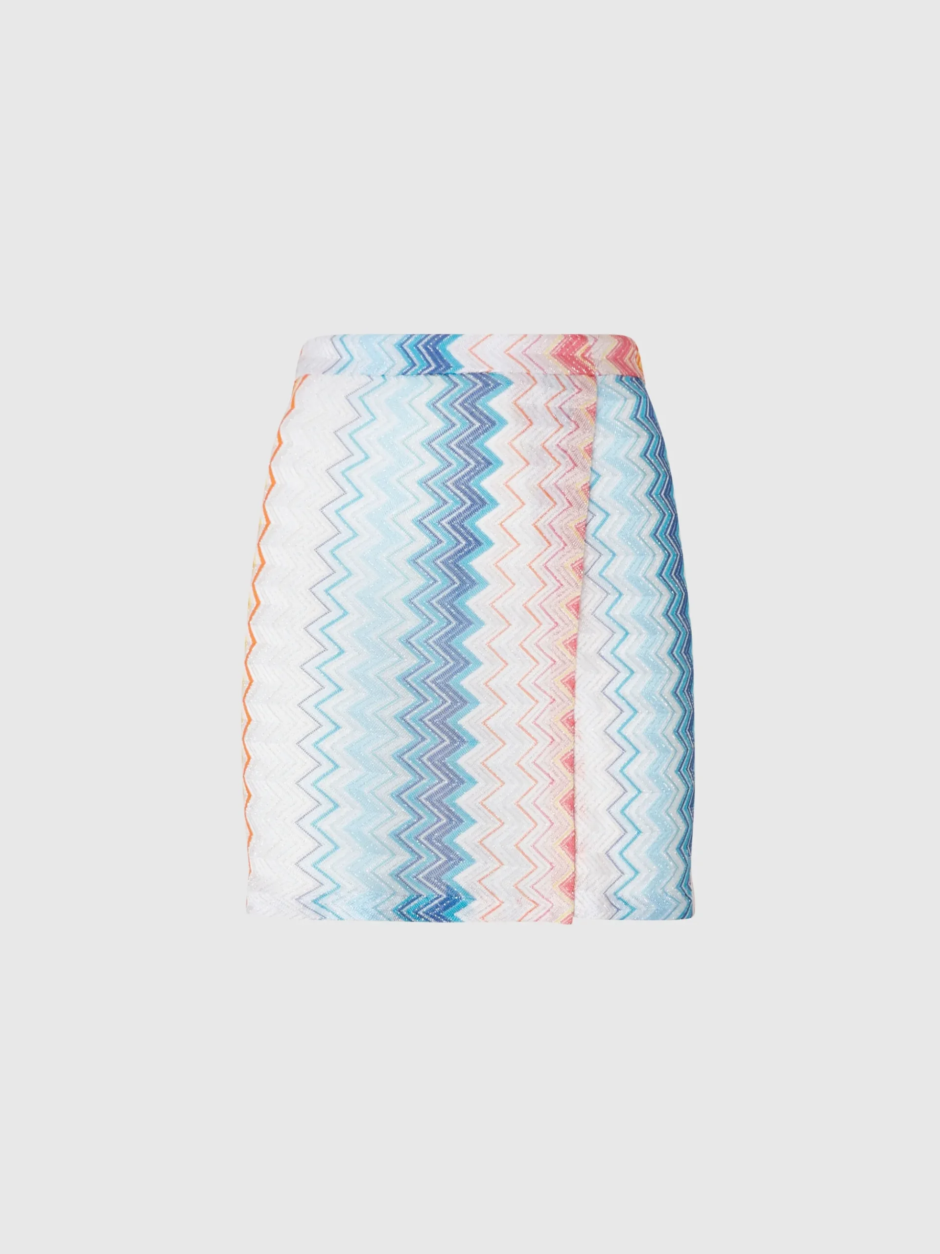 Minigonna pareo in misto viscosa zig zag lamé