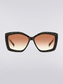 Occhiali da sole con montatura geometrica e inserti in tessuto