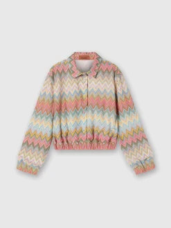 Overshirt in maglia zig zag lamé