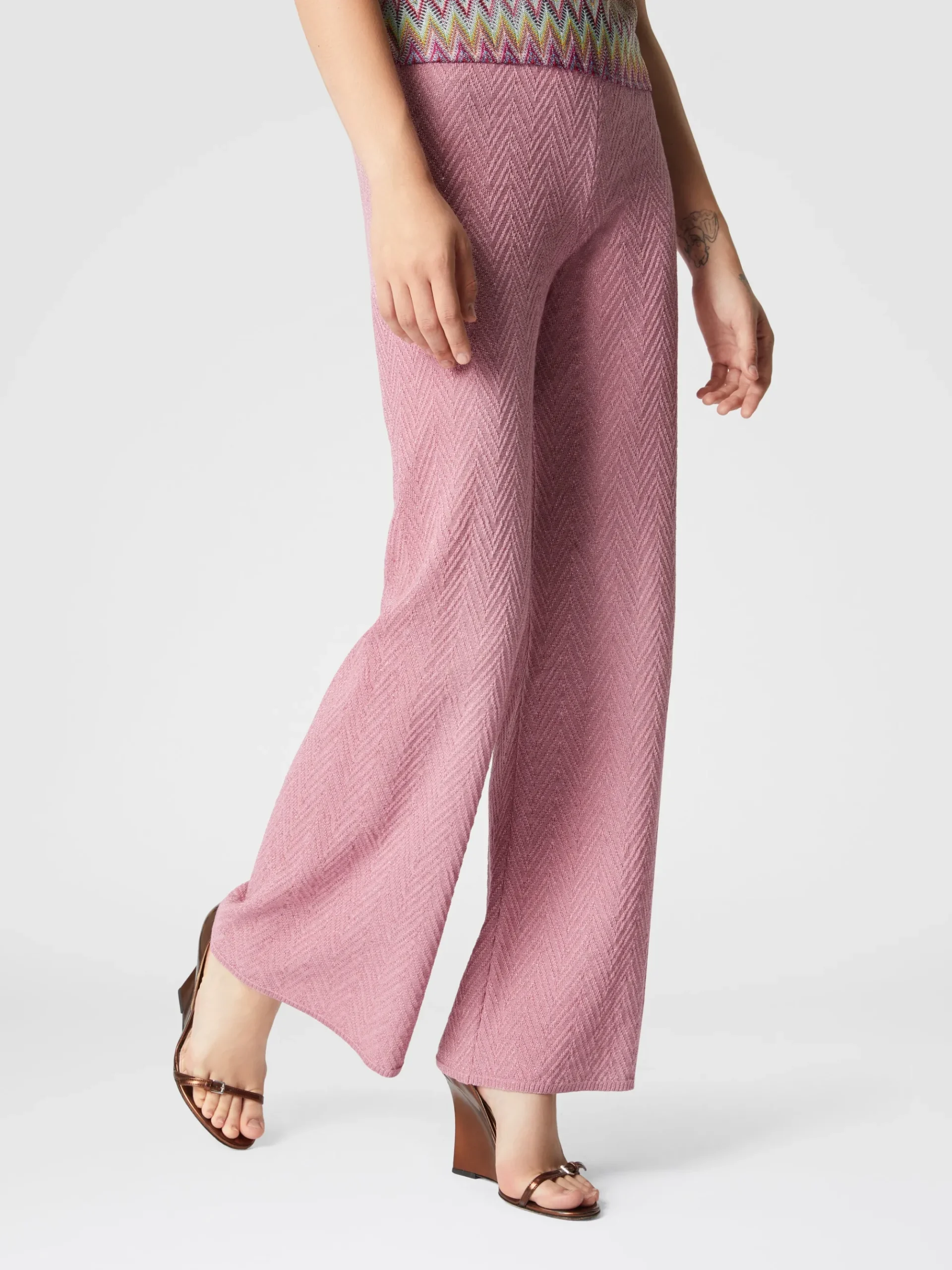Pantalone lungo taglio dritto in jaquard