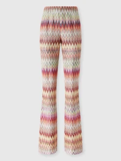Pantalone svasato in pizzo di maglia zig zag