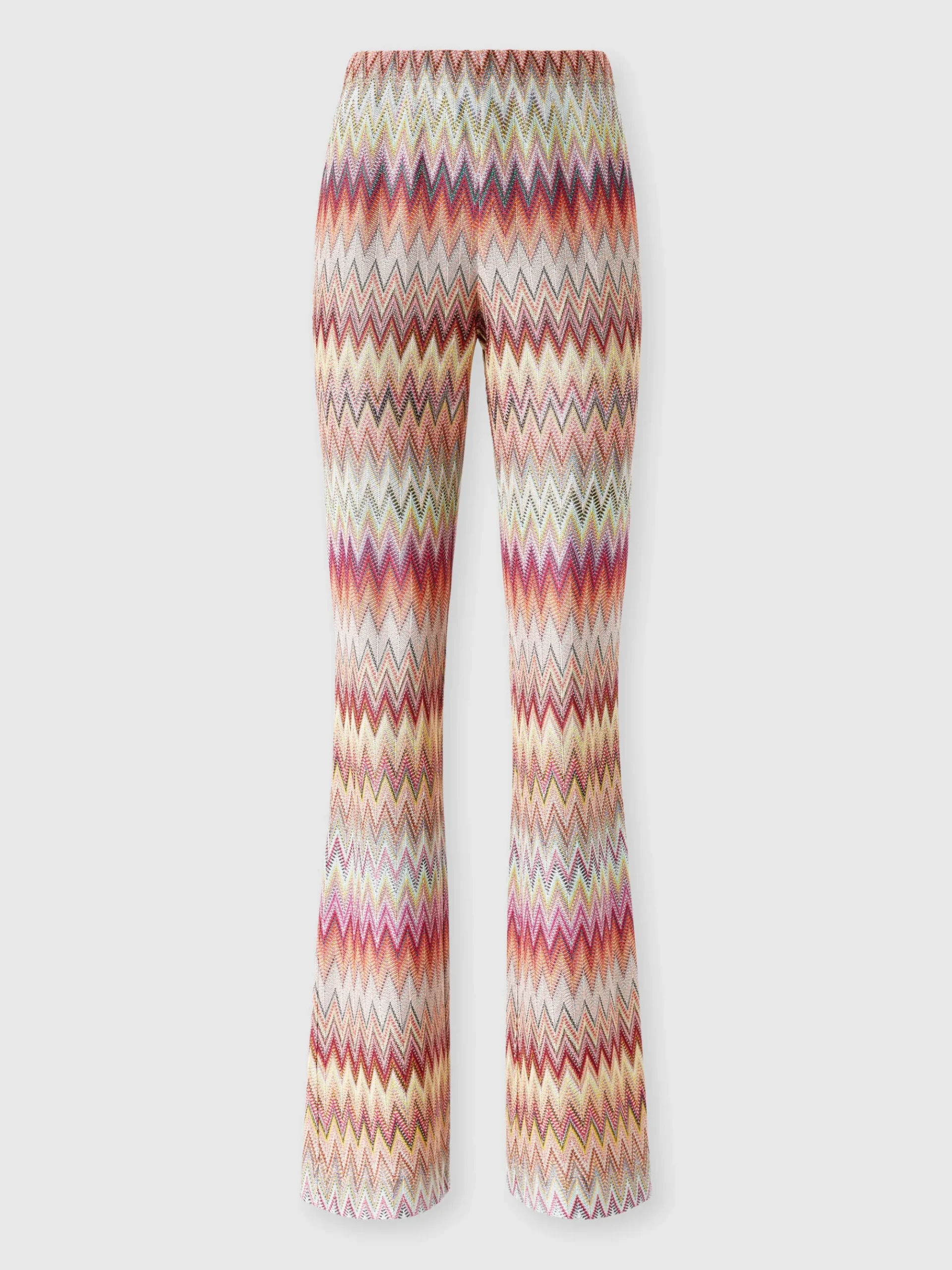 Pantalone svasato in pizzo di maglia zig zag
