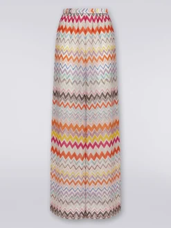 Pantaloni a palazzo in misto viscosa chevron lamé