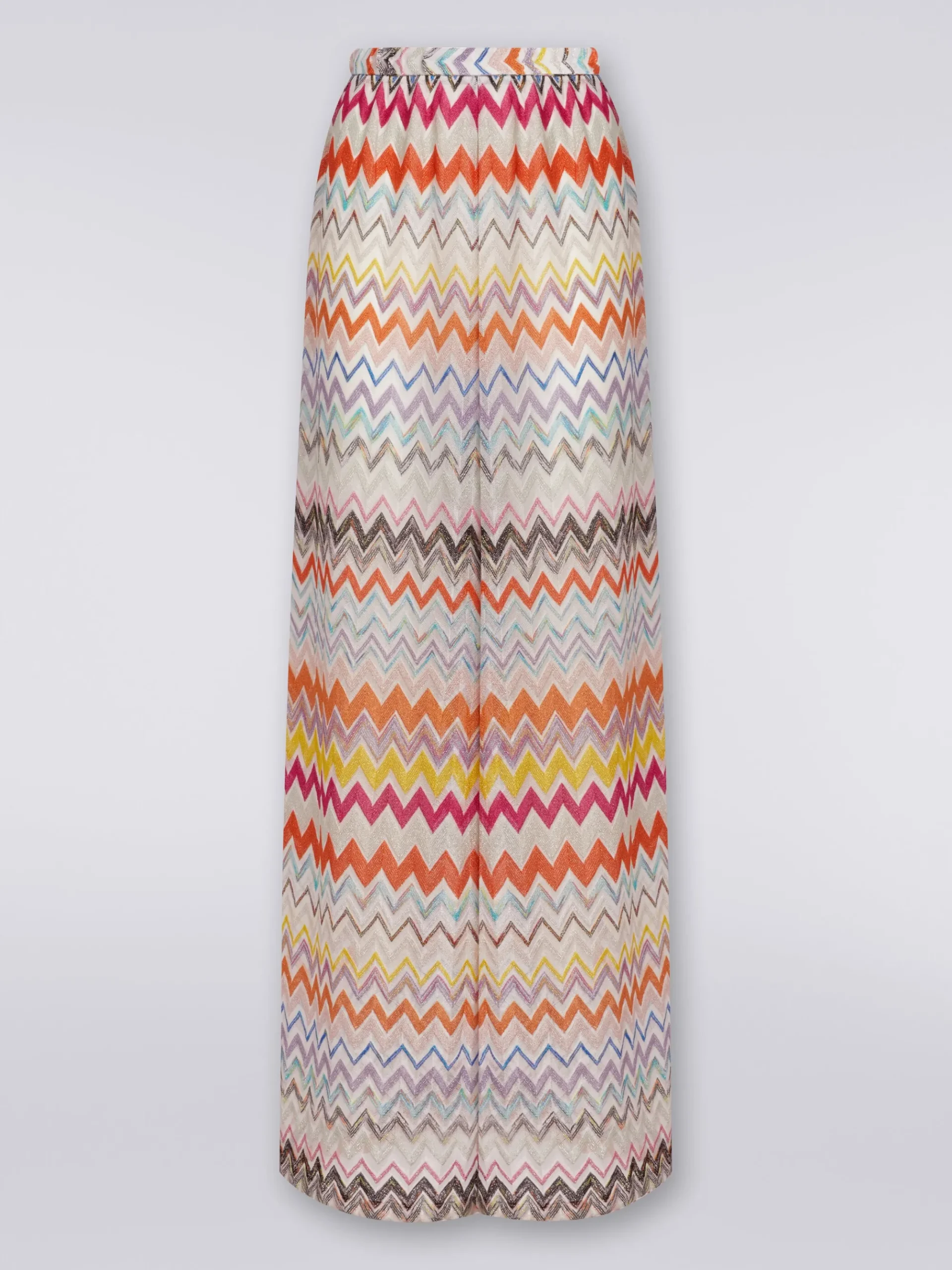 Pantaloni a palazzo in misto viscosa chevron lamé