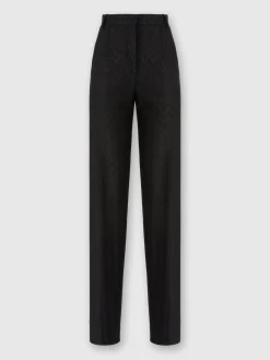 Pantaloni carrot fit motivo zig zag tono su tono
