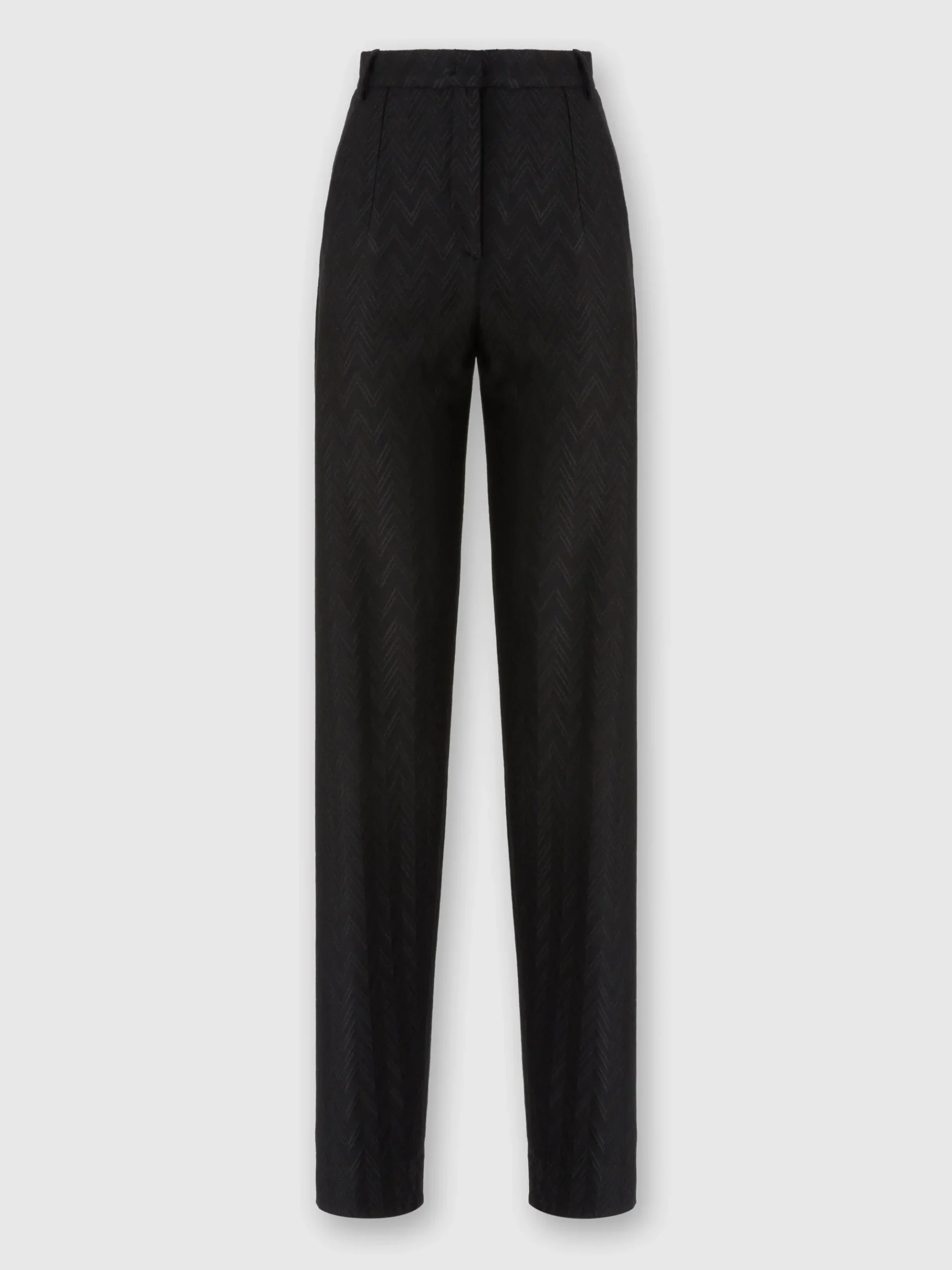 Pantaloni carrot fit motivo zig zag tono su tono