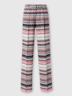 Pantaloni classici con motivo zig zag seghettato lamé