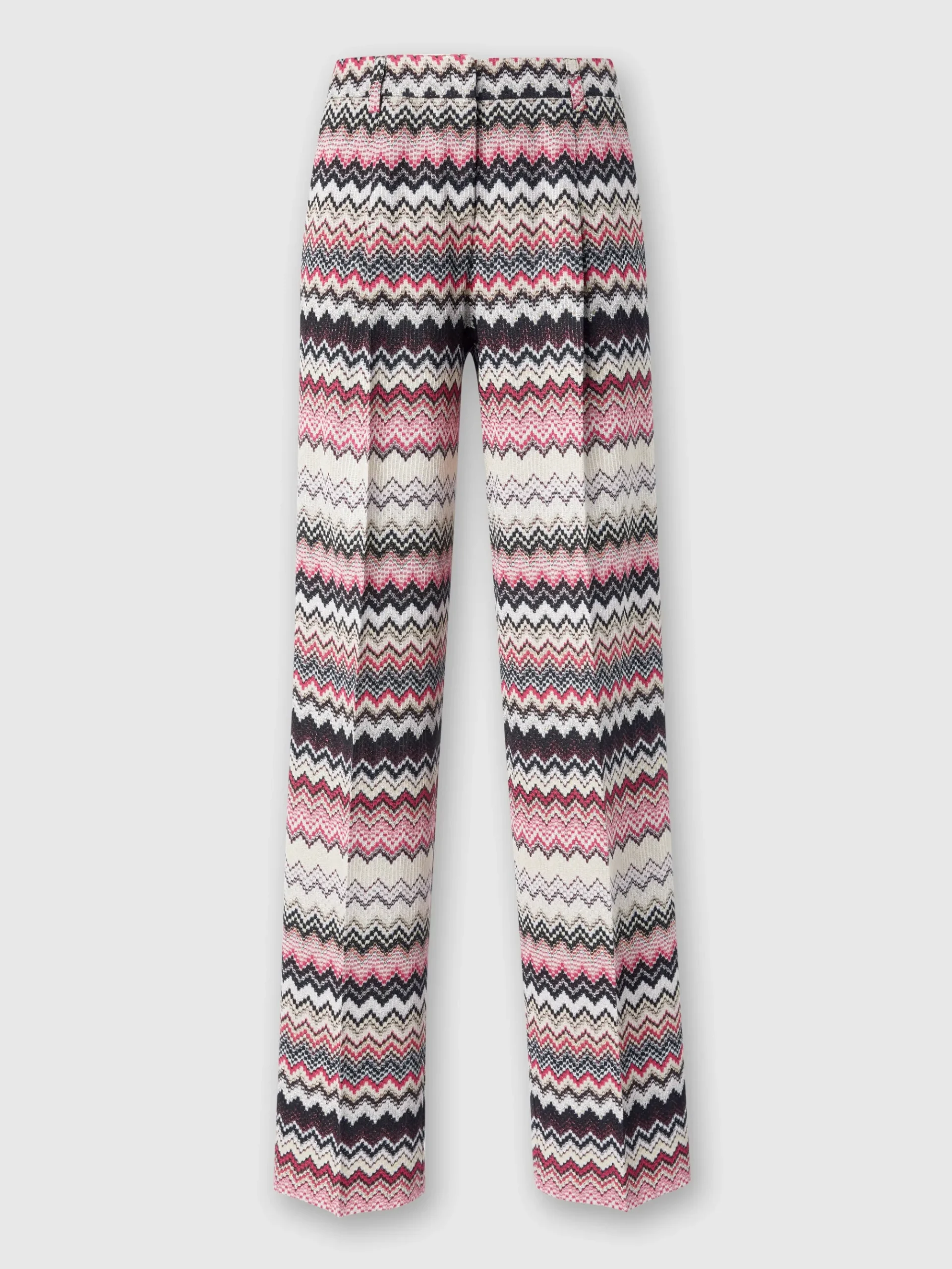 Pantaloni classici con motivo zig zag seghettato lamé