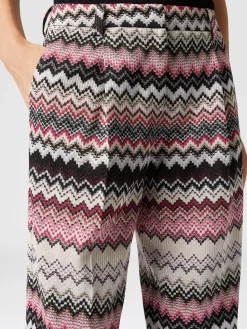 Pantaloni classici con motivo zig zag seghettato lamé