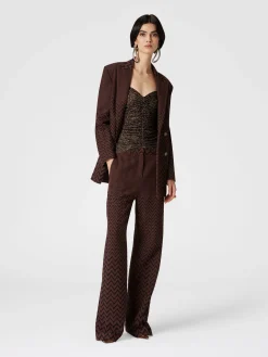 Pantaloni classici in cotone e viscosa zig zag