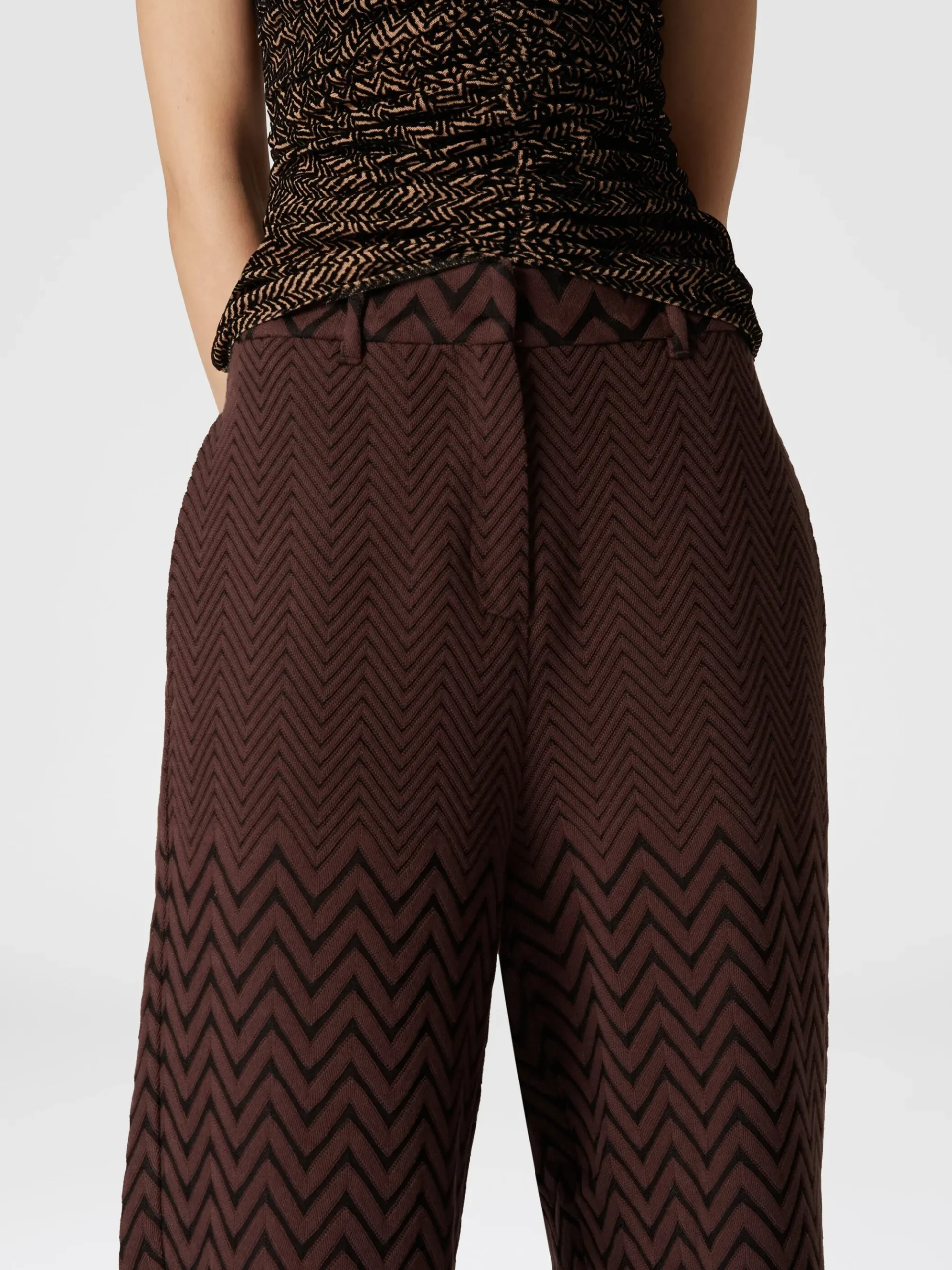 Pantaloni classici in cotone e viscosa zig zag
