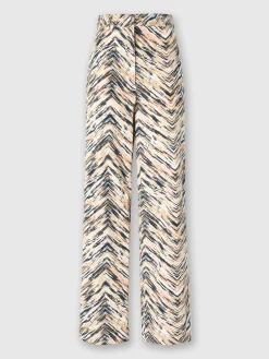 Pantaloni classici in cotone stampa zig zag animalier