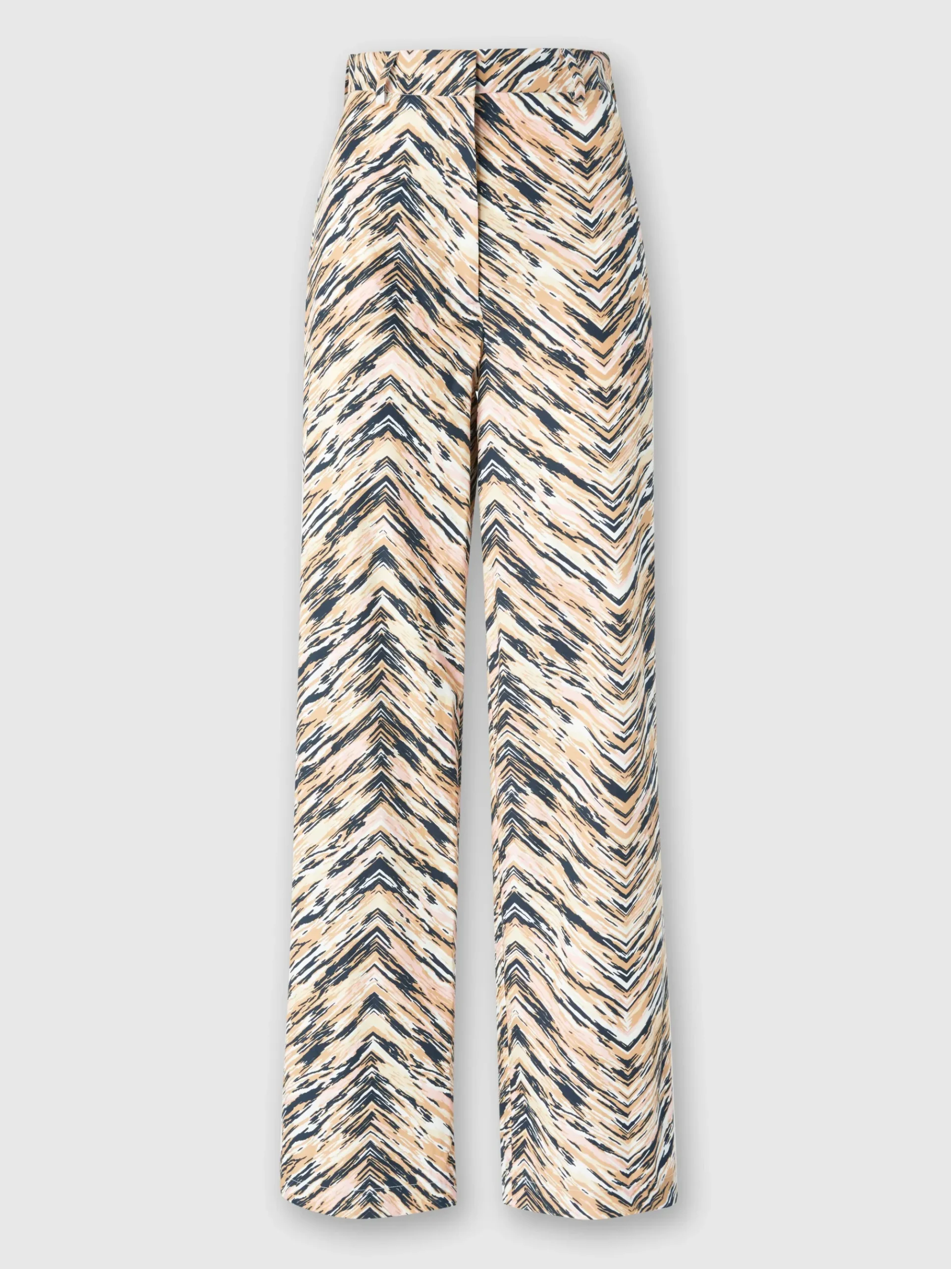 Pantaloni classici in cotone stampa zig zag animalier