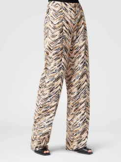 Pantaloni classici in cotone stampa zig zag animalier
