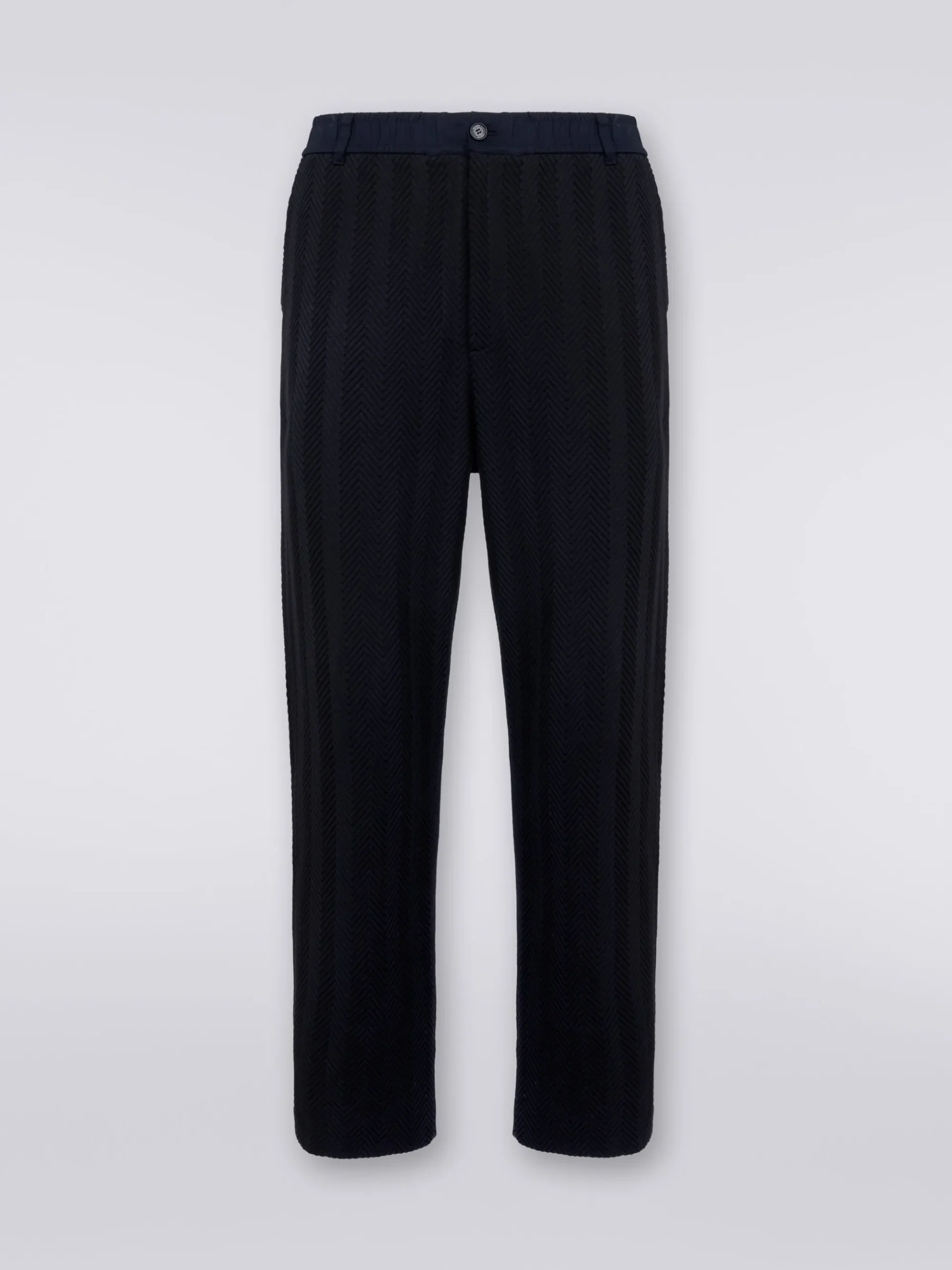 Pantaloni classici in cotone e viscosa zig zag