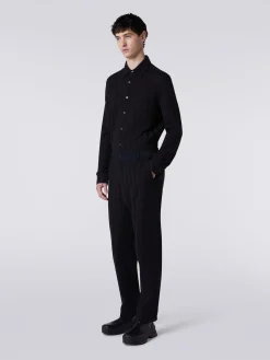 Pantaloni classici in cotone e viscosa zig zag