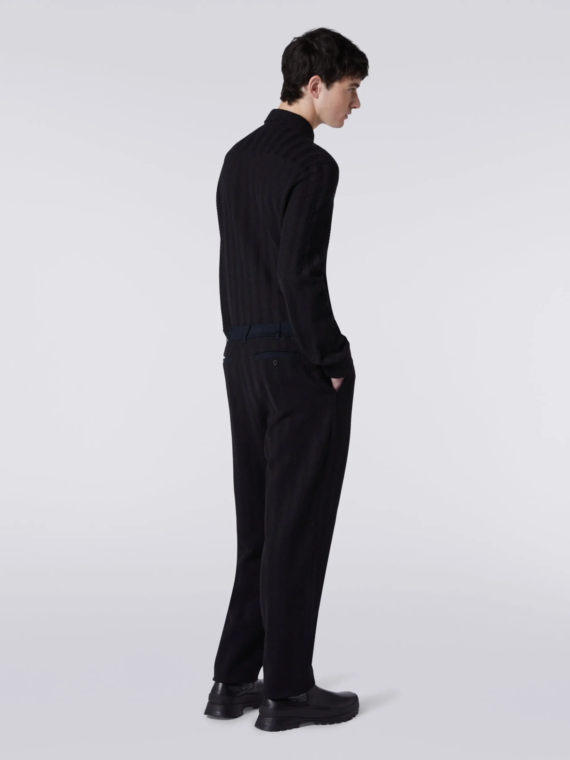 Pantaloni classici in cotone e viscosa zig zag