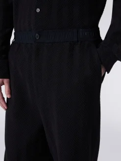 Pantaloni classici in cotone e viscosa zig zag