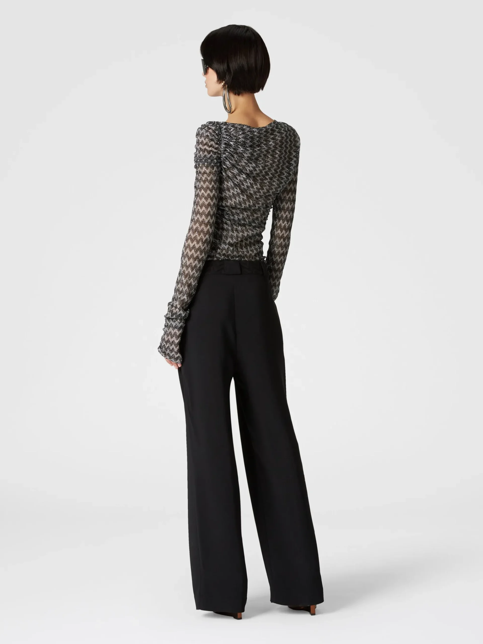 Pantaloni classici in viscosa con inserto chevron