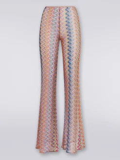 Pantaloni con fondo svasato e lurex
