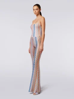 Pantaloni con fondo svasato e lurex