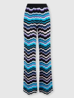 Pantaloni con motivo greca zig zag in viscosa e lana