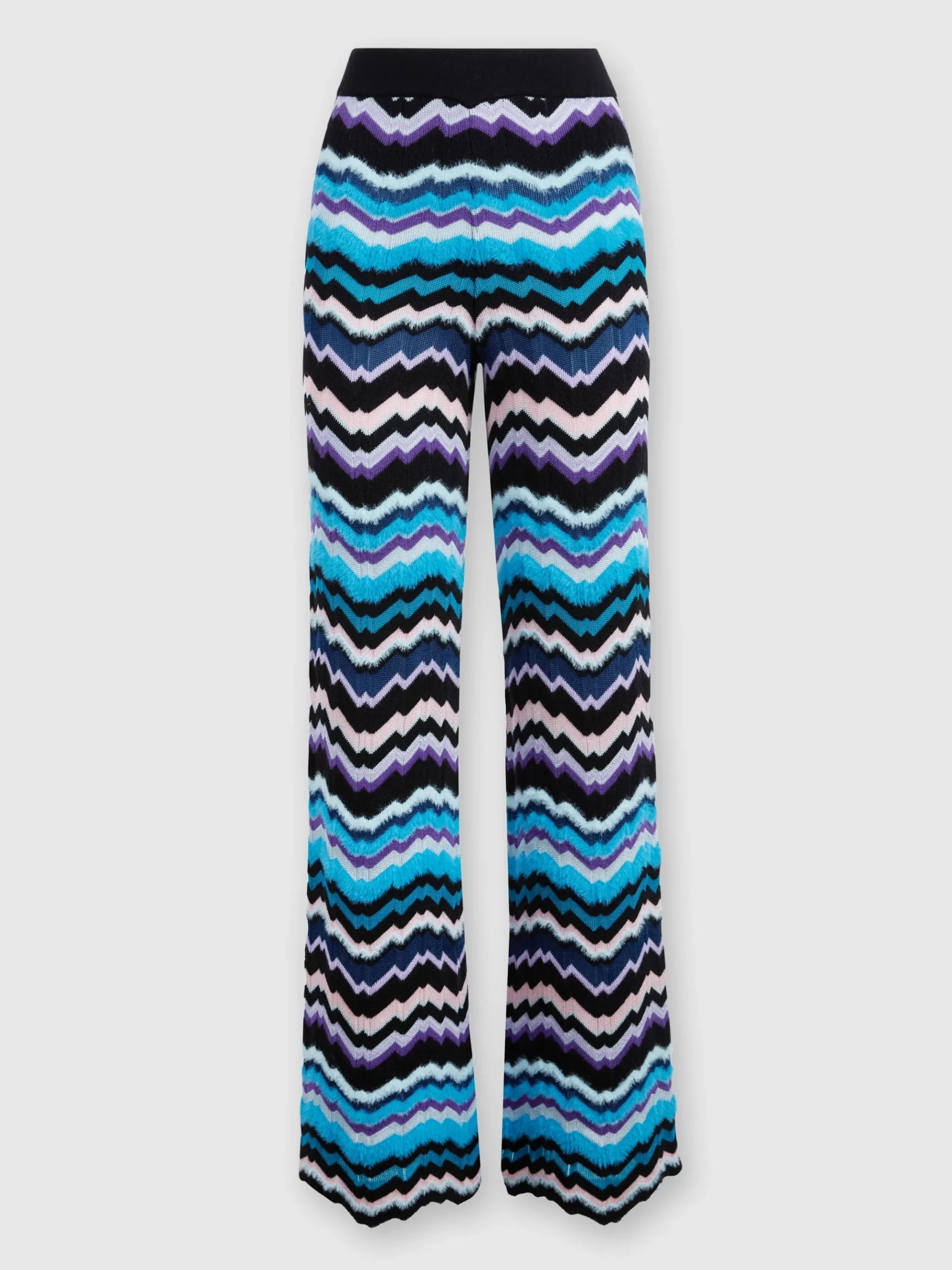 Pantaloni con motivo greca zig zag in viscosa e lana