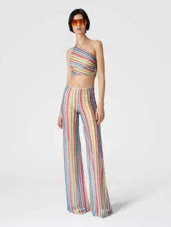 Pantaloni copricostume a vista bassa stampa zig zag