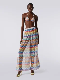 Pantaloni copricostume con stampa zig zag