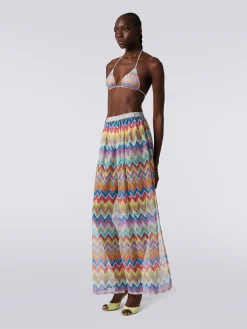 Pantaloni copricostume con stampa zig zag