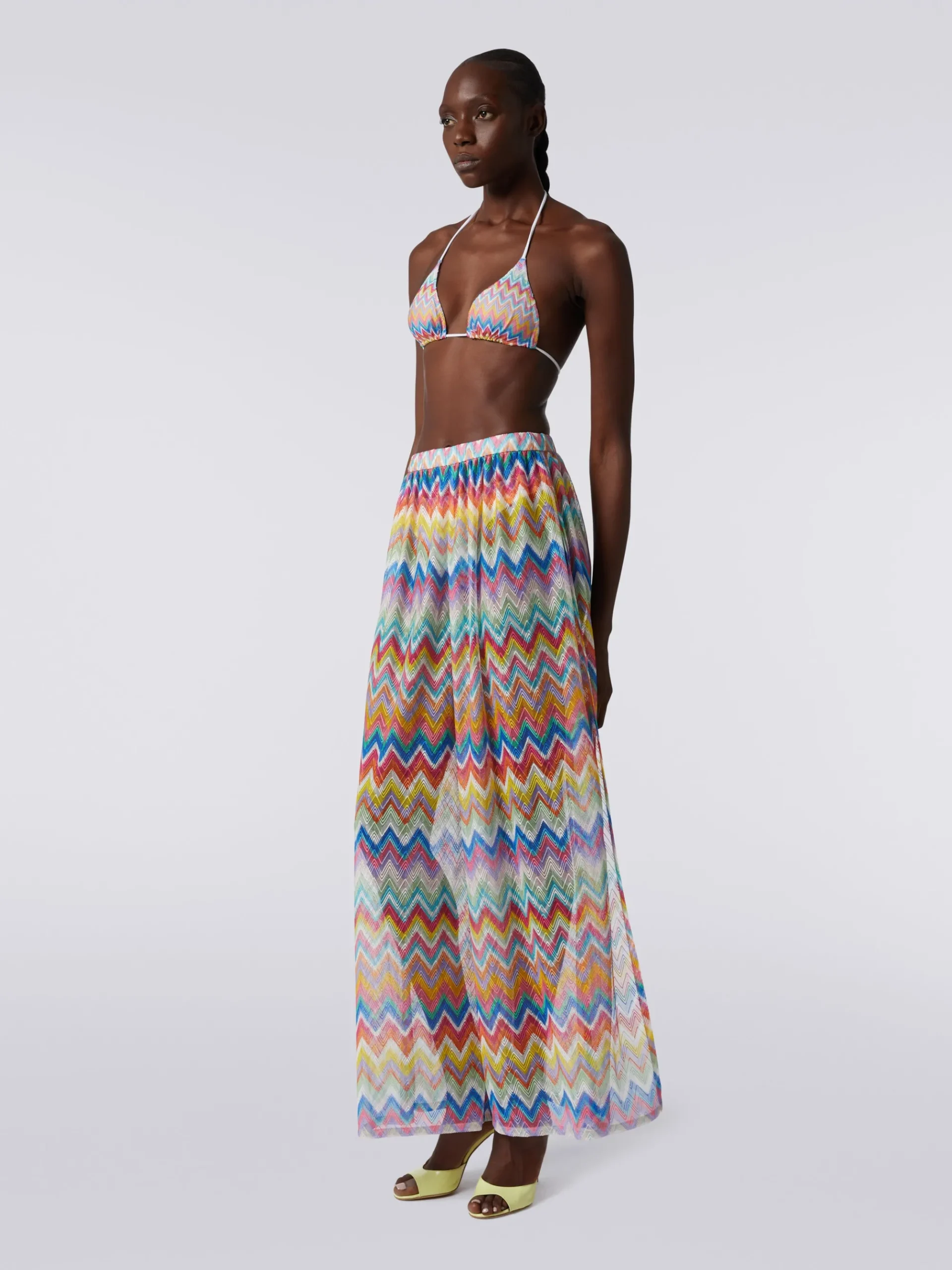 Pantaloni copricostume con stampa zig zag