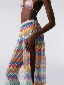 Pantaloni copricostume con stampa zig zag