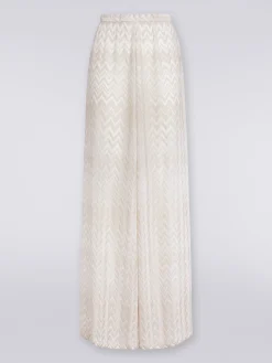 Pantaloni copricostume con chevron tono su tono lamé