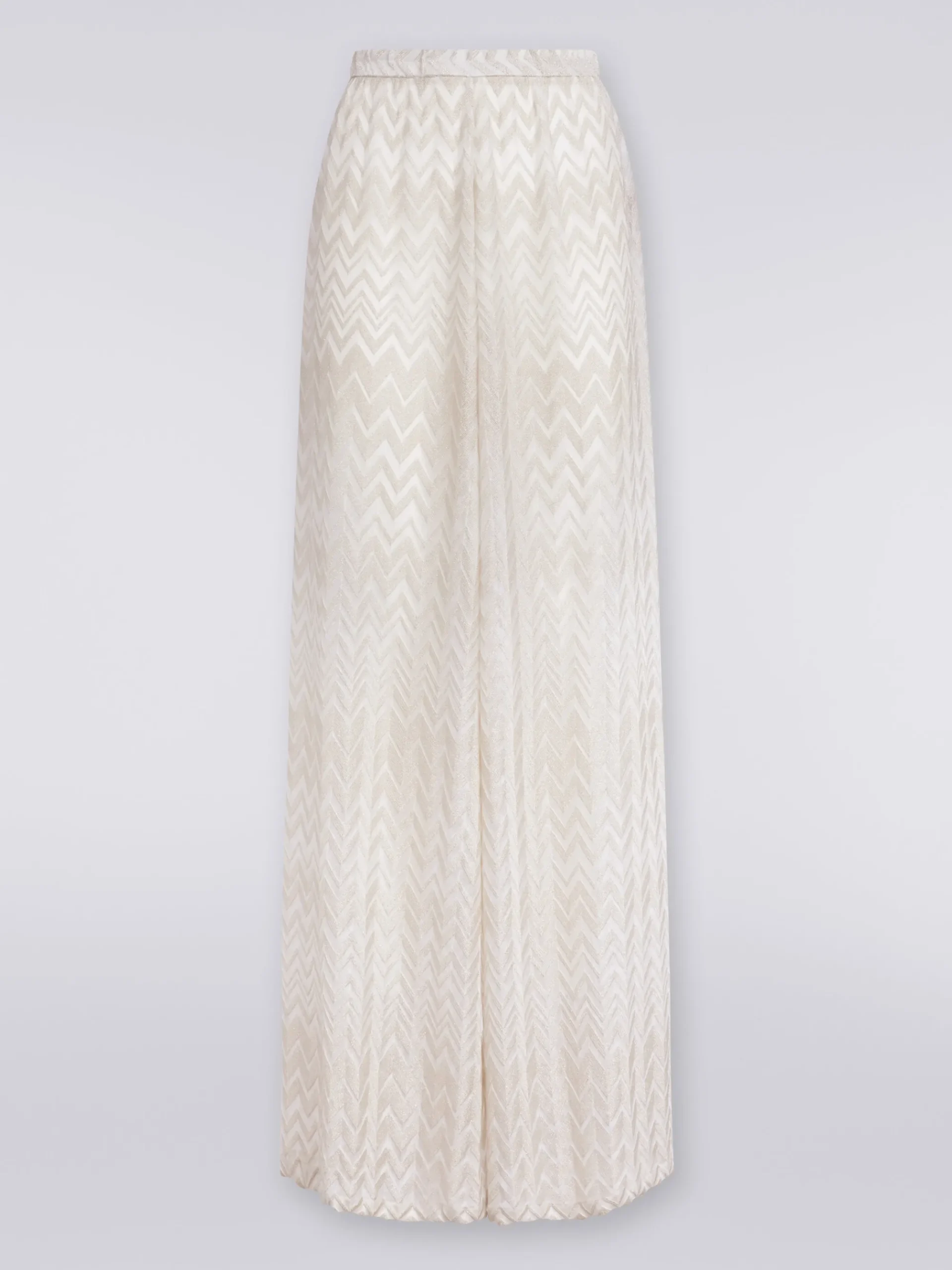 Pantaloni copricostume con chevron tono su tono lamé