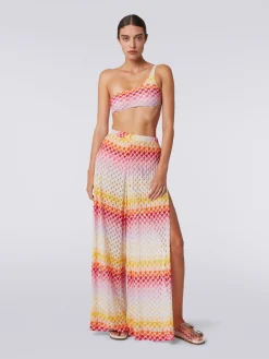 Pantaloni copricostume effetto pizzo con lurex