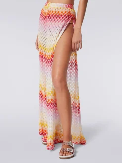 Pantaloni copricostume effetto pizzo con lurex