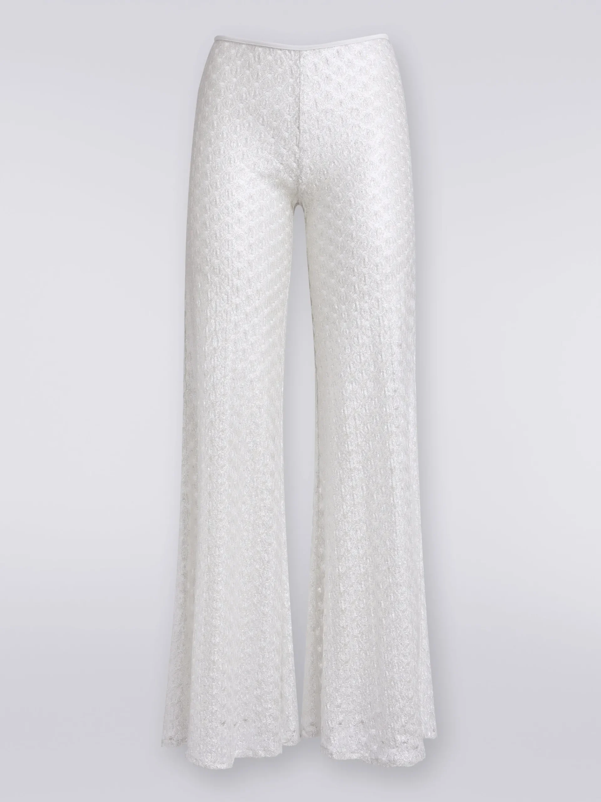 Pantaloni copricostume effetto pizzo con fondo svasato