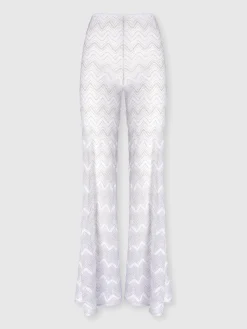 Pantaloni copricostume flare in viscosa zig zag lamé