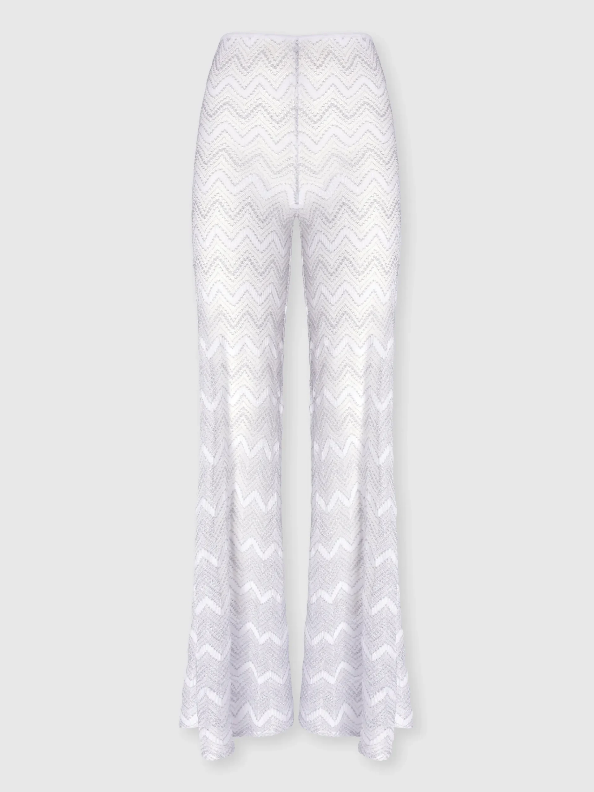 Pantaloni copricostume flare in viscosa zig zag lamé
