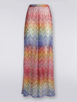 Pantaloni copricostume in tessuto stampa zig zag