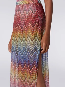 Pantaloni copricostume in tessuto stampa zig zag
