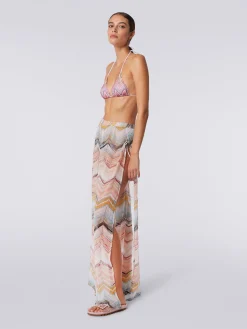 Pantaloni copricostume in misto viscosa zig zag con lurex